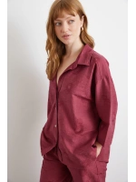 Fakir Kol Oversize Gömlek Bordo