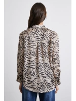 Zebra Desen V Yaka Gömlek Taş