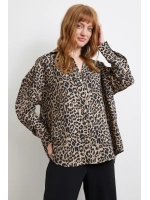 Leopar Desen Javanez Gömlek Siyah