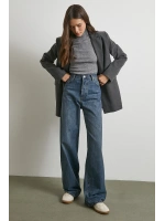 Yüksek Bel Beş Cepli Regular Fit Jean Lacivert