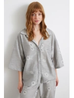 Fakir Kol Oversize Gömlek Gri