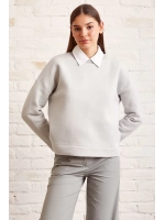 Bisiklet Yaka Oversize Sweatshirt Mavi