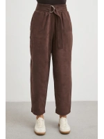 Beli Büzgülü Kemer Tokalı Pantolon Kahve