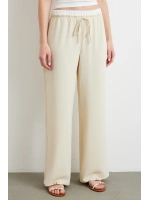Bel Bantlı Wide Leg Pantolon Krem