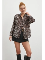 Leopar Desen Gömlek Siyah