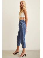 Beli Lastikli Mom Jean Mavi