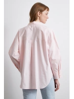 Oversize Pamuklu Gömlek Pembe