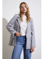 Tek Düğmeli Blazer Ceket Gri