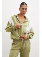 Fermuarlı Garnili Sweatshirt Haki
