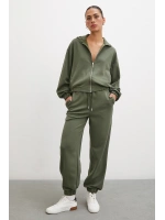 Fermuarlı Sweatshirt Haki