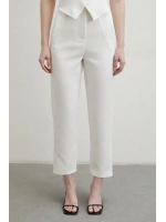 Önü Pensli Skinny Kumaş Pantolon Ekru