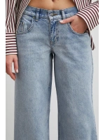 Düşük Bel Wide Leg Jean Mavi
