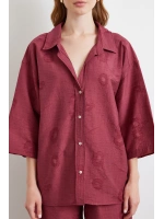 Fakir Kol Oversize Gömlek Bordo