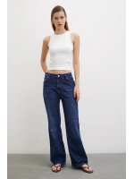 Yüksel Bel Wide Leg Jean Lacivert