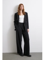 Bel Detaylı Wide Leg Pantolon Siyah
