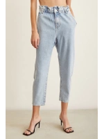 Beli Lastikli Mom Jean Buz Mavisi