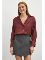 Basic Saten Gömlek Bordo