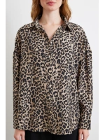 Leopar Desen Javanez Gömlek Siyah