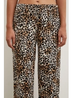 Leopar Saten Pantolon Siyah