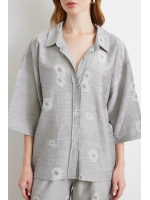 Fakir Kol Oversize Gömlek Gri