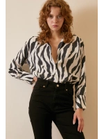 Zebra Desen Modal Gömlek Zebra Desen/Siyah