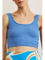 Askılı Crop Bluz Mavi