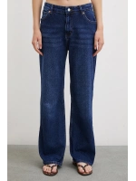 Yüksel Bel Wide Leg Jean Lacivert