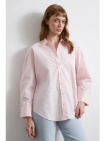 Oversize Pamuklu Gömlek Pembe