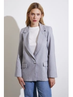 Tek Düğmeli Blazer Ceket Gri