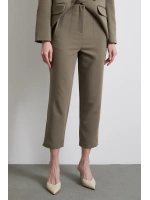Önü Pensli Skinny Kumaş Pantolon Haki