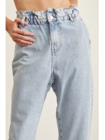 Beli Lastikli Mom Jean Buz Mavisi