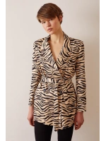 Düğmeli Kuşaklı Blazer Ceket Leopar