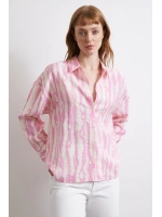 Zebra Desen Modal Gömlek Pembe