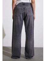 Yüksek Bel Kesik Paça Wide Leg Jean Antirasit