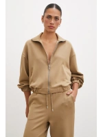 Fermuarlı Sweatshirt Camel