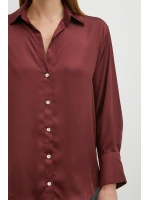 Basic Saten Gömlek Bordo