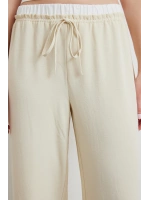 Bel Bantlı Wide Leg Pantolon Krem