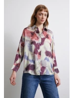 Batik Desen Saten Gömlek Lila