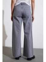 Yüksek Bel Wide Leg Jean Füme