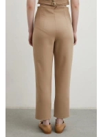 Önü Pensli Skinny Kumaş Pantolon Vizon