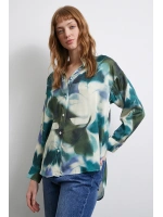 Batik Desen Saten Gömlek Petrol