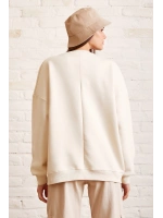 Bisiklet Yaka Baskılı Sweatshirt Krem