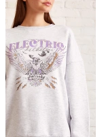Bisiklet Yaka Baskılı Sweatshirt Kar Melanj