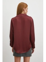 Basic Saten Gömlek Bordo
