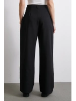 Bel Detaylı Wide Leg Pantolon Siyah