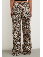 Leopar Saten Pantolon Siyah