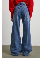 Yüksek Bel Wide Leg Jean Mavi