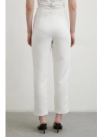 Önü Pensli Skinny Kumaş Pantolon Ekru