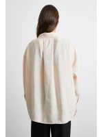 Oversize Cepli Modal Gömlek Bej