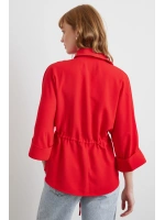 Büzgülü Kimono Gömlek Kırmızı